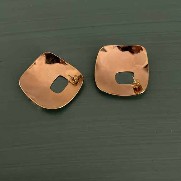 Twisted Silver Gold Concave Post Earrings - Picture 4 of 4